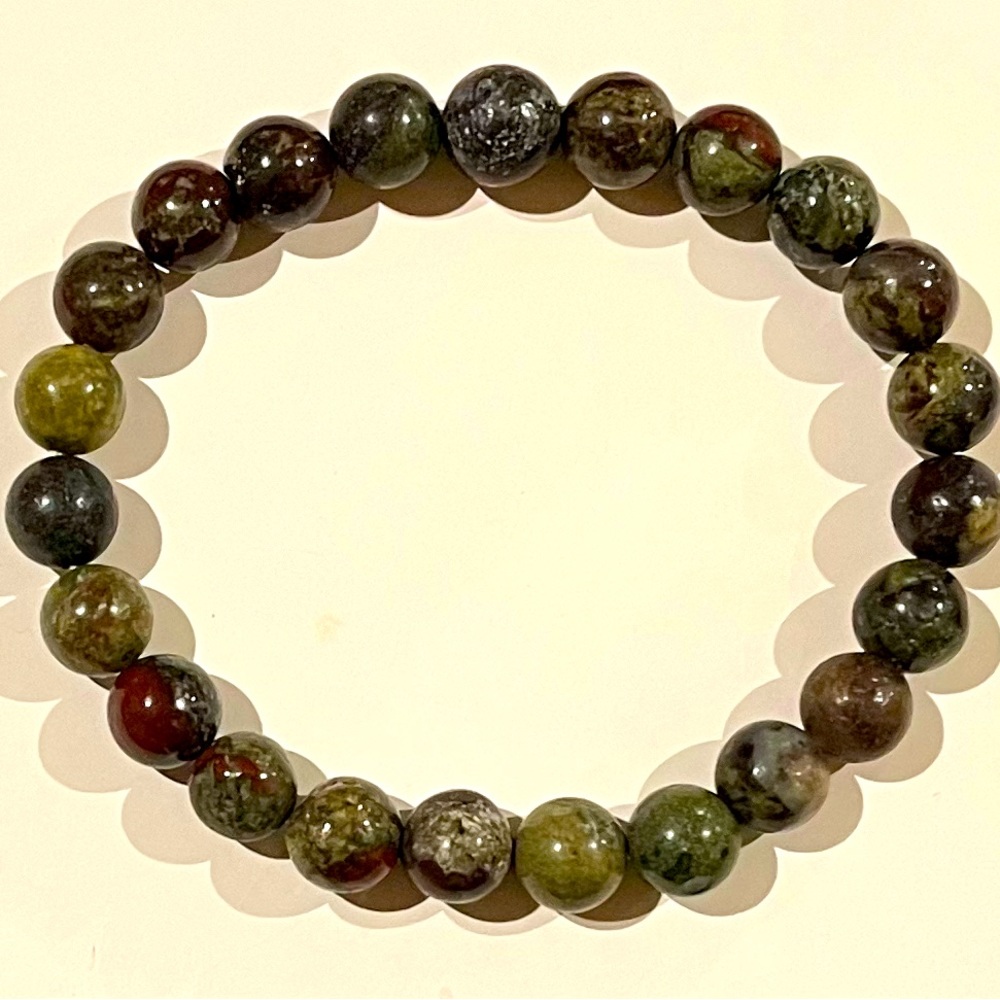 Dragons’ Blood Jasper Crystal Bead Bracelet.  8mm beads.  NWOT
